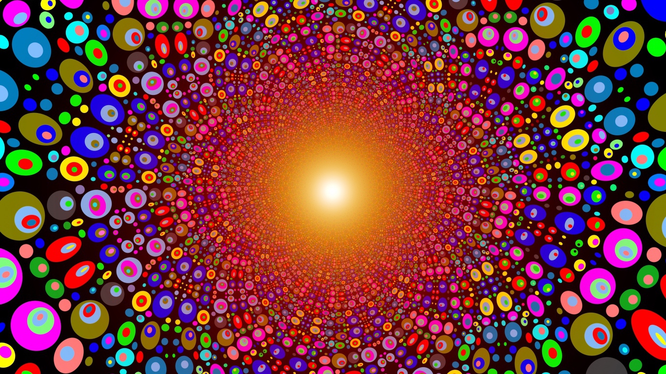 Абстрактный рисунок с яркими разноцветными кругами