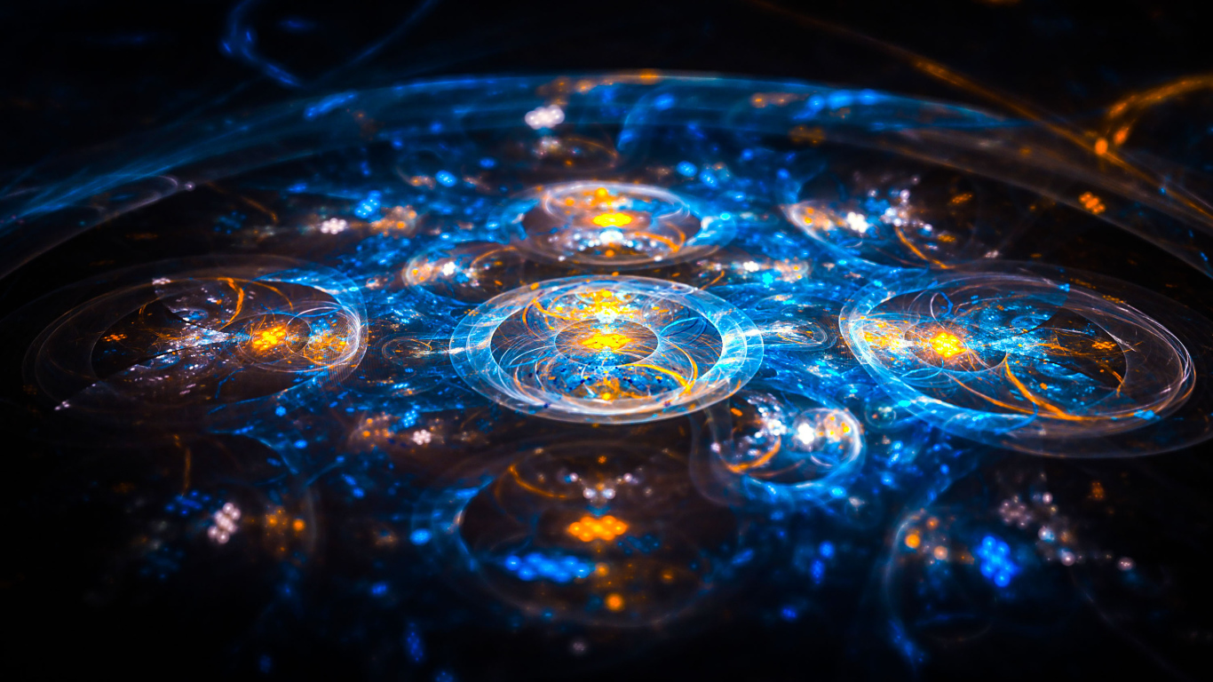 Красивый голубой с желтым фрактальный рисунок