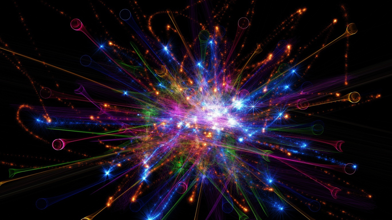 Яркие абстрактные лучи на черном фоне