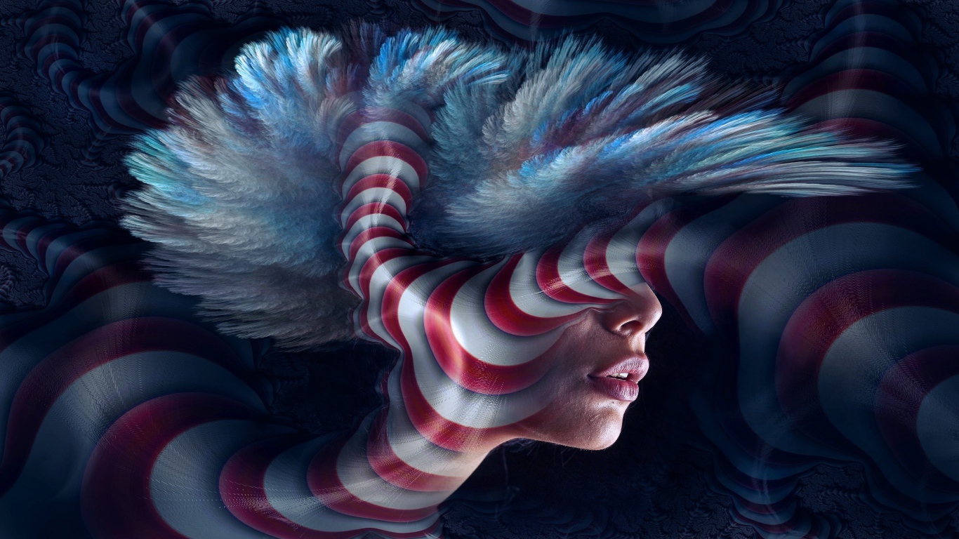 Женское лицо в абстрактной графике