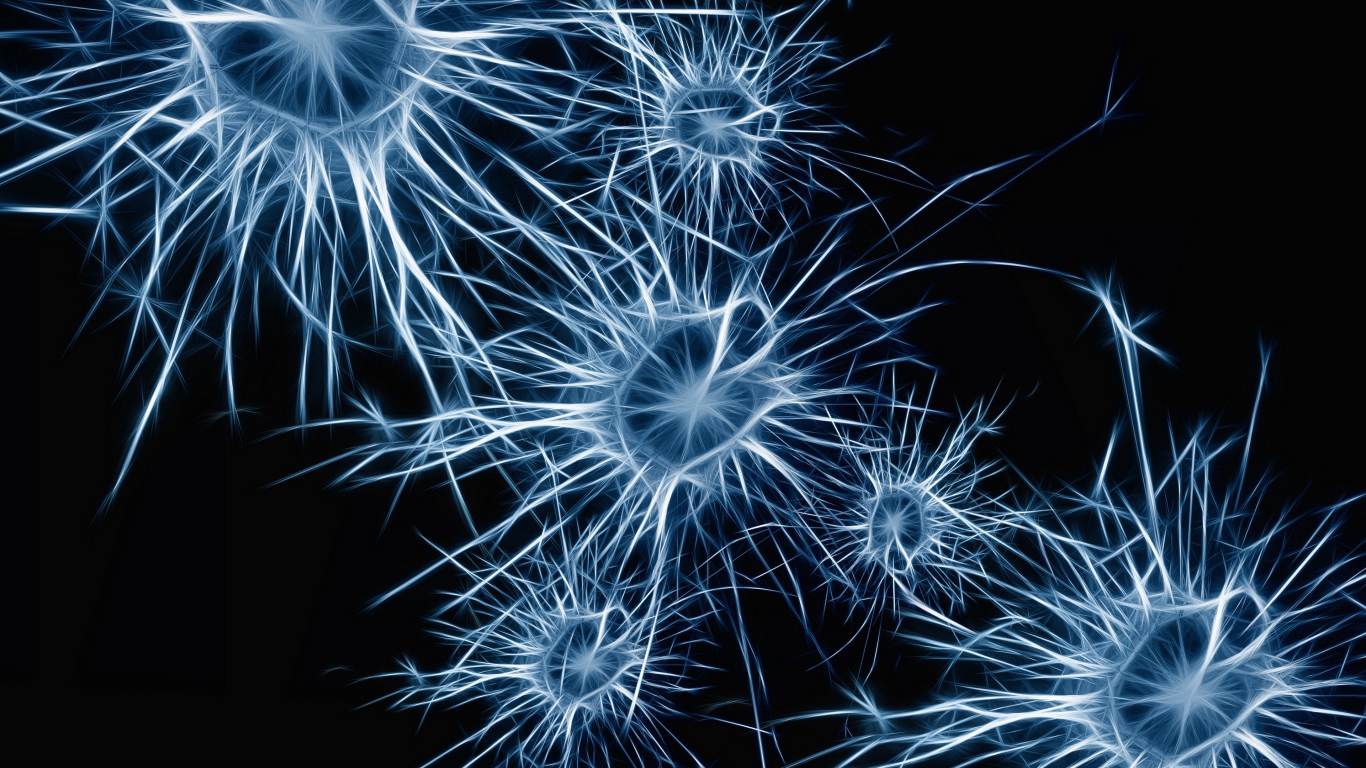 Нейроны клетки на голубом фоне