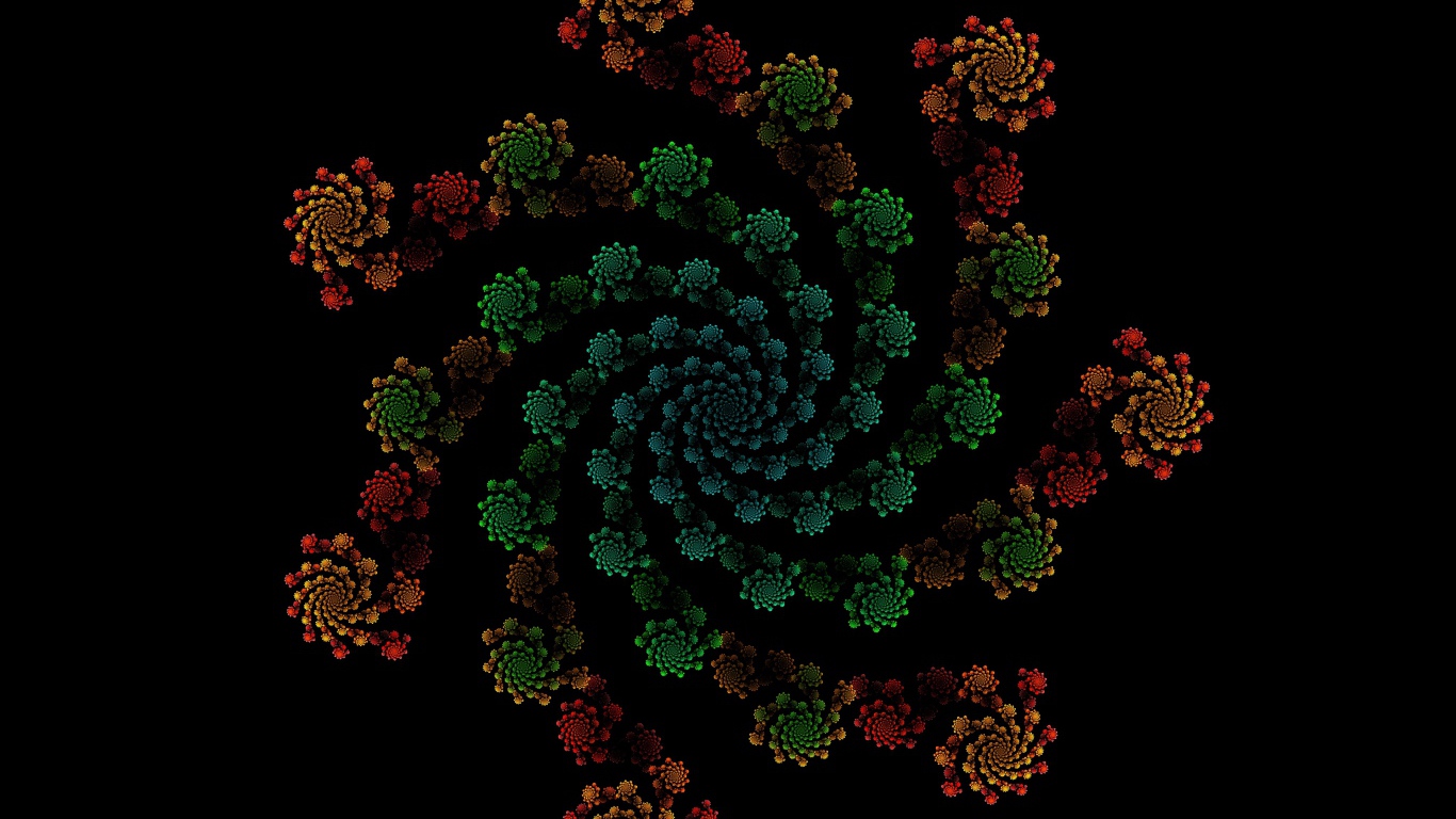 Узорный фрактальный рисунок на черном фоне