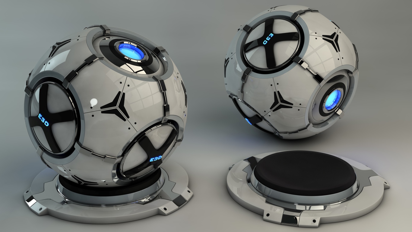 Две сфера на сером фоне, 3д графика