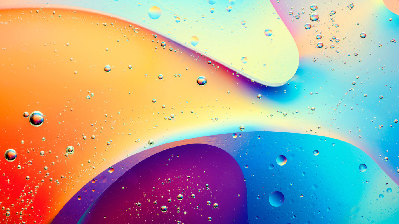 Капли воды на разноцветном фоне, 3д графика