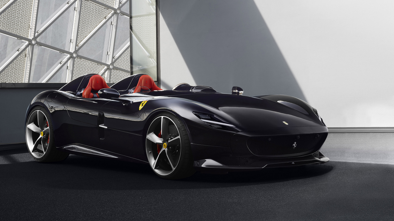 Черный кабриолет Ferrari Monza SP2  2019 года
