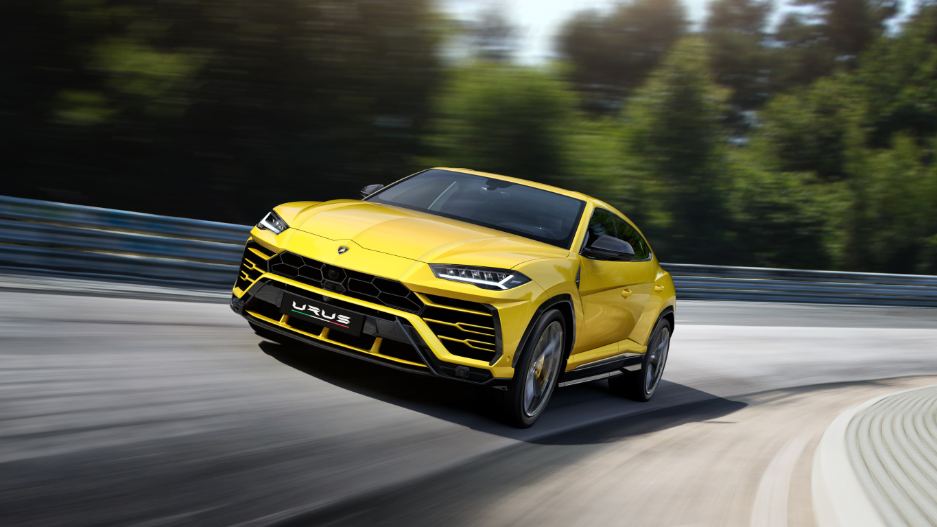 Желтый внедорожник  Lamborghini Urus, 2018