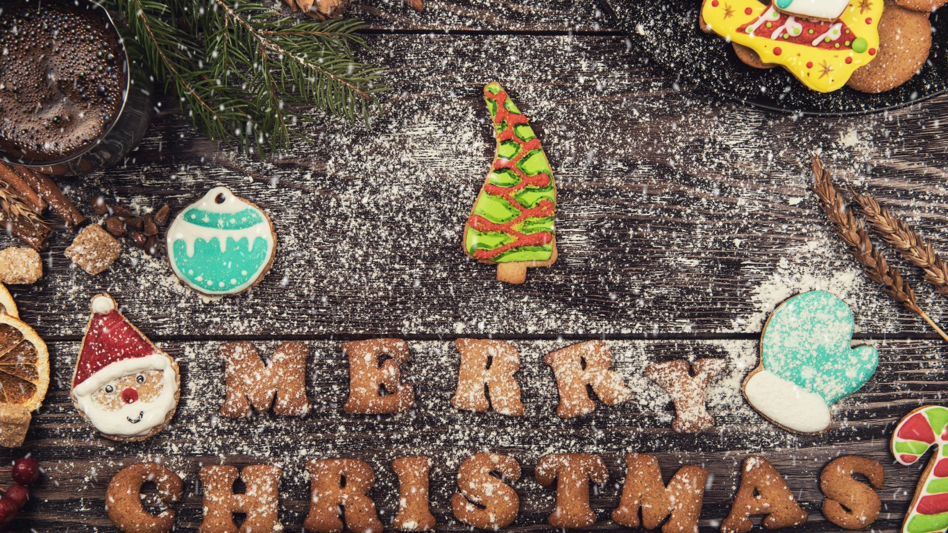 Рождественское печенье на деревянном фоне