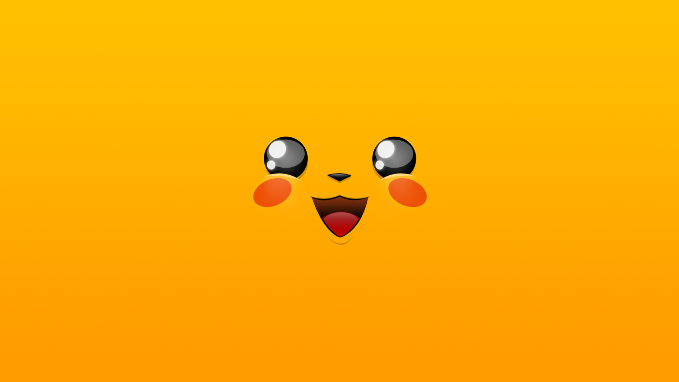 Лицо покемона Пикачу на желтом фоне