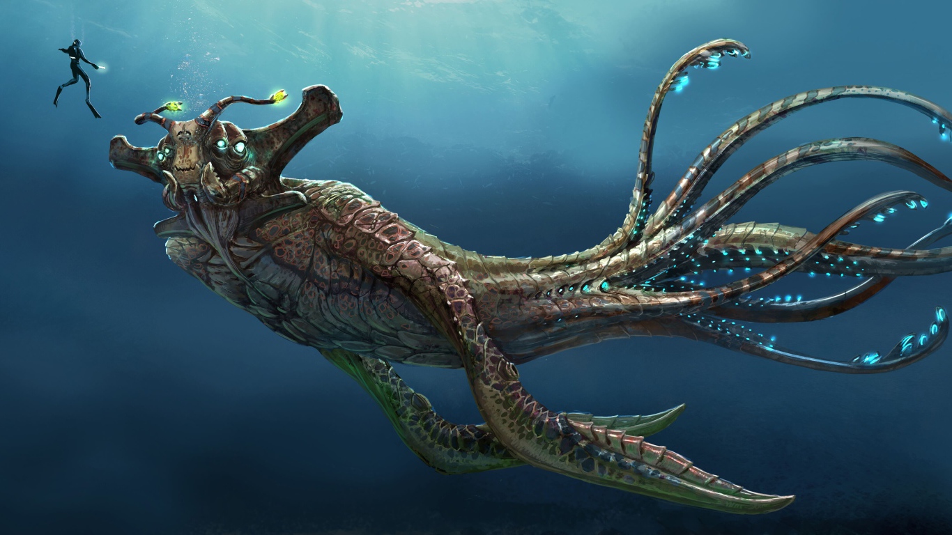 The sea monster of the new computer game Subnautica, 2018