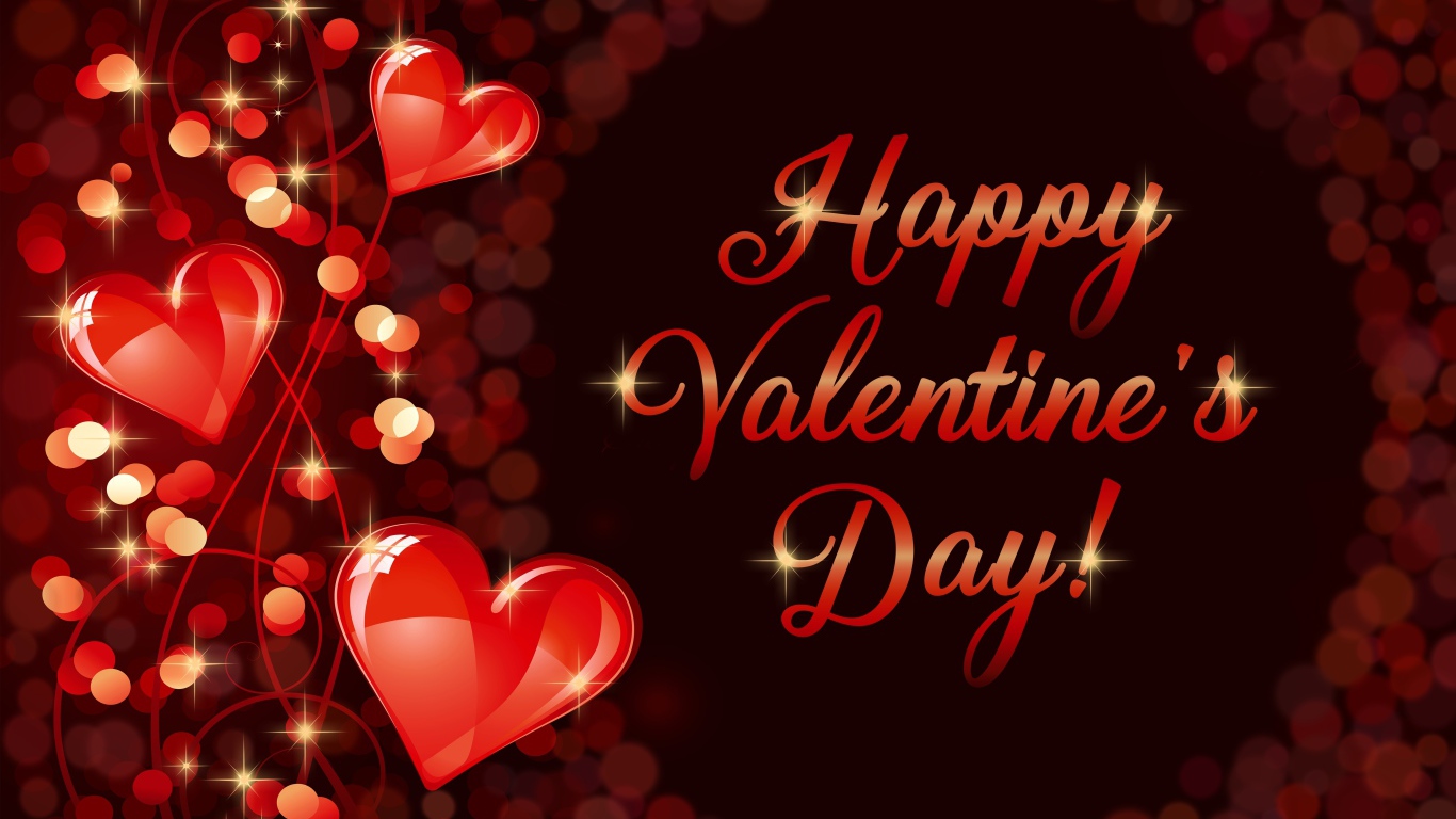 Красивые красные сердечки с надписью День Святого Валентина