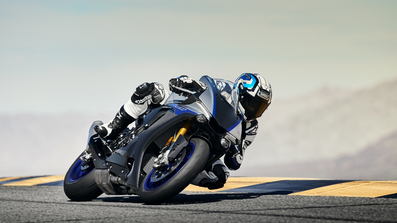 Motorcycle racing on the track on a motorcycle Yamaha YZF-R1M, 2018
