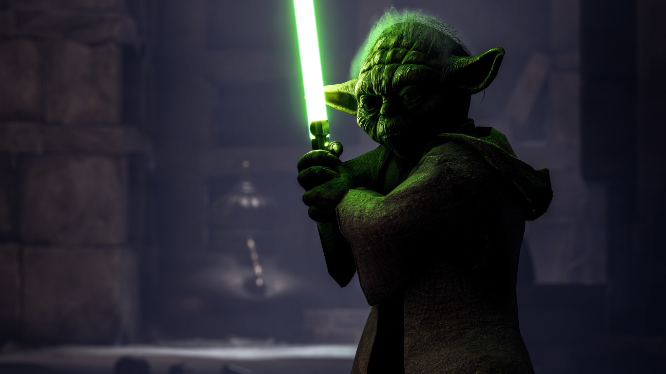 Master Yoda with a laser sword