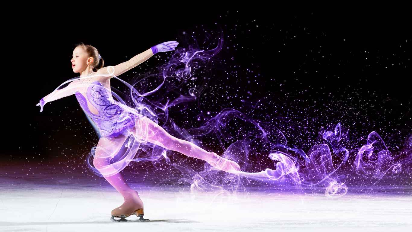 Девочка фигуристка на коньках на льду