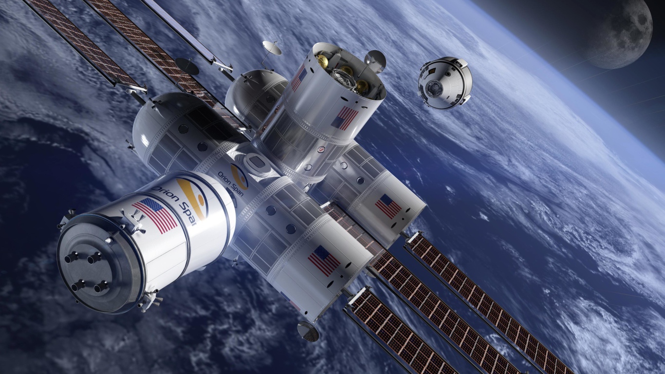 Космическая станция Aurora в космосе 