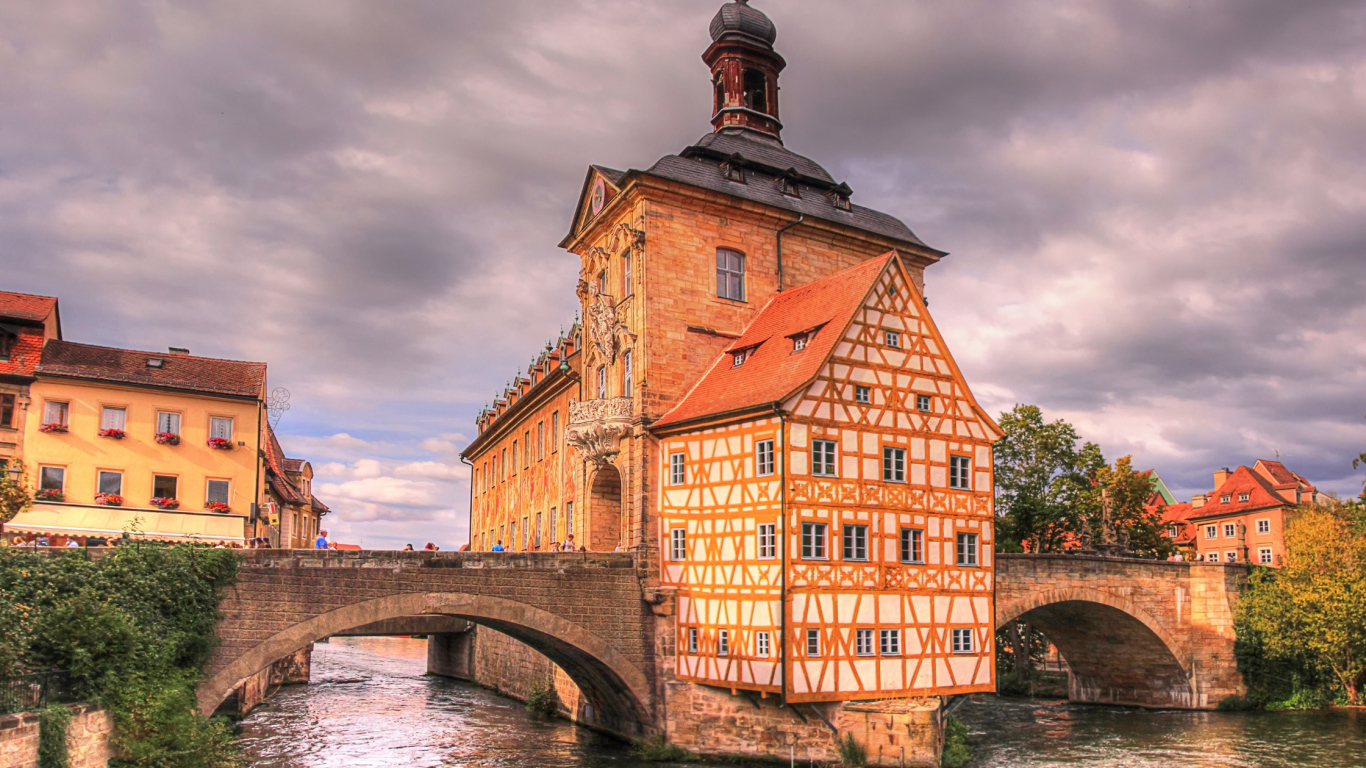 The old town hall by the river, the city of Bamberg. Germany
