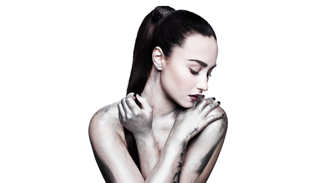 American actress Demi Lovato photo on white background