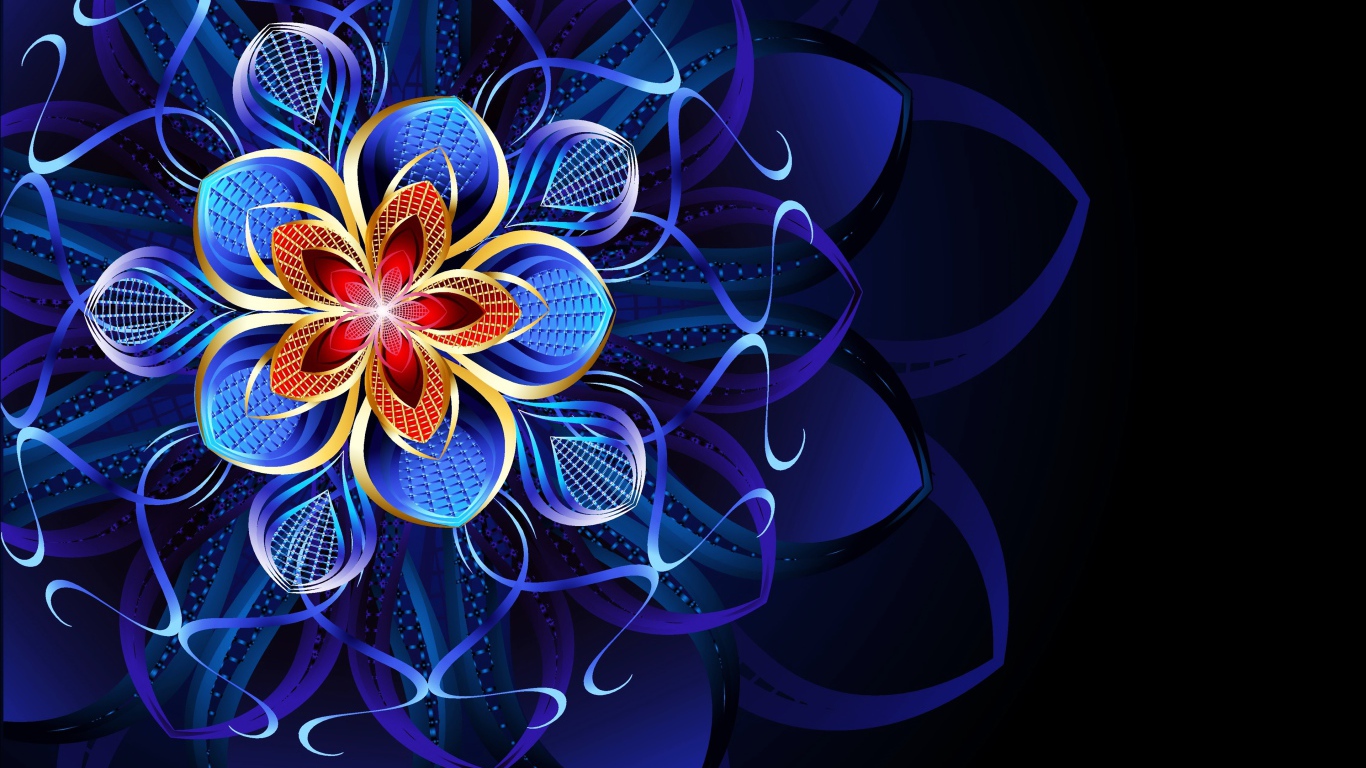 Красивый абстрактный неоновый рисунок на черном фоне