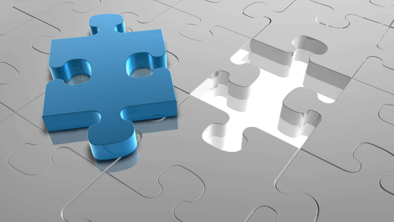 Голубой пазл на сером рисунке 