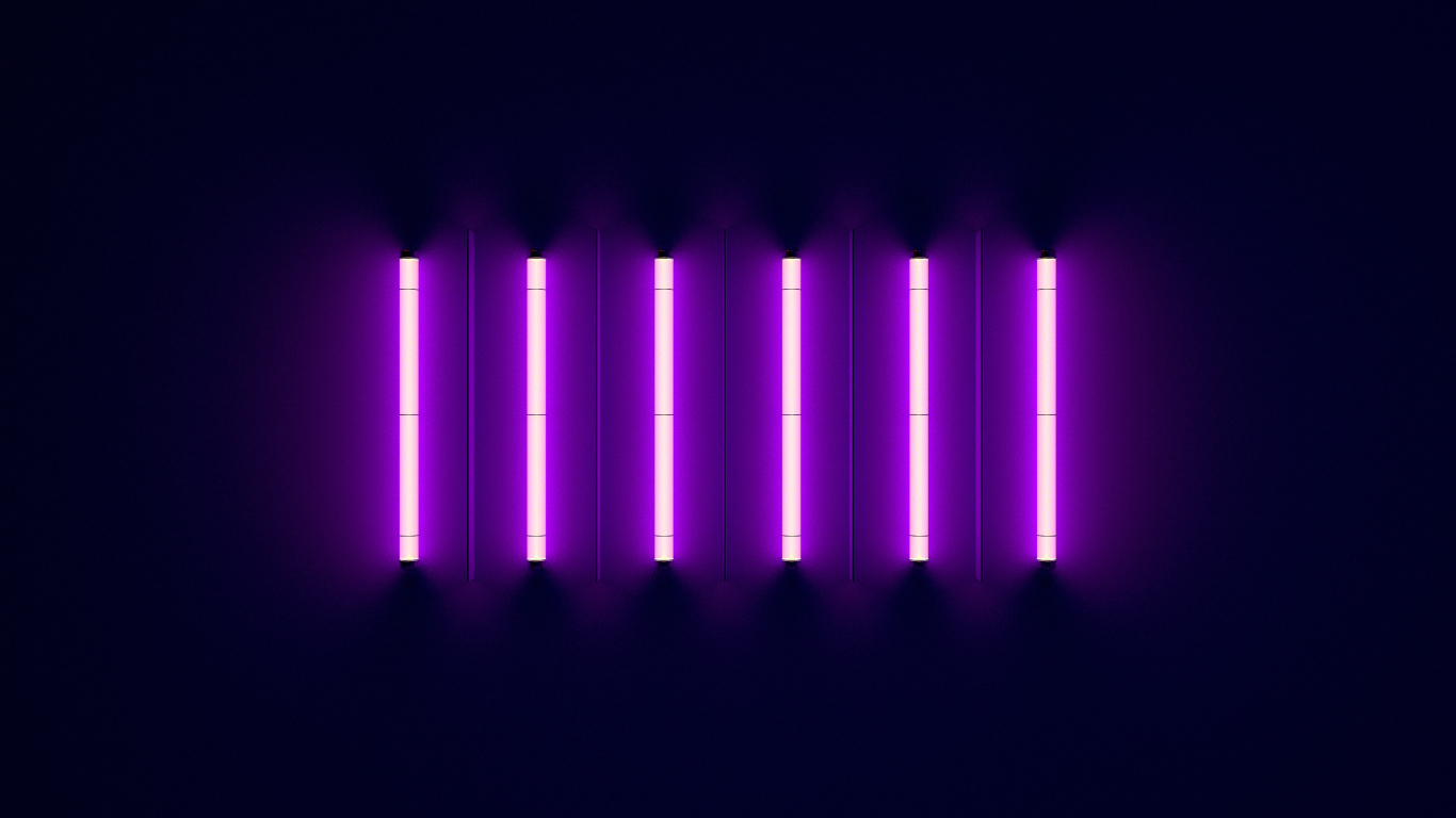 Неоновые светящиеся лампы на синем фоне