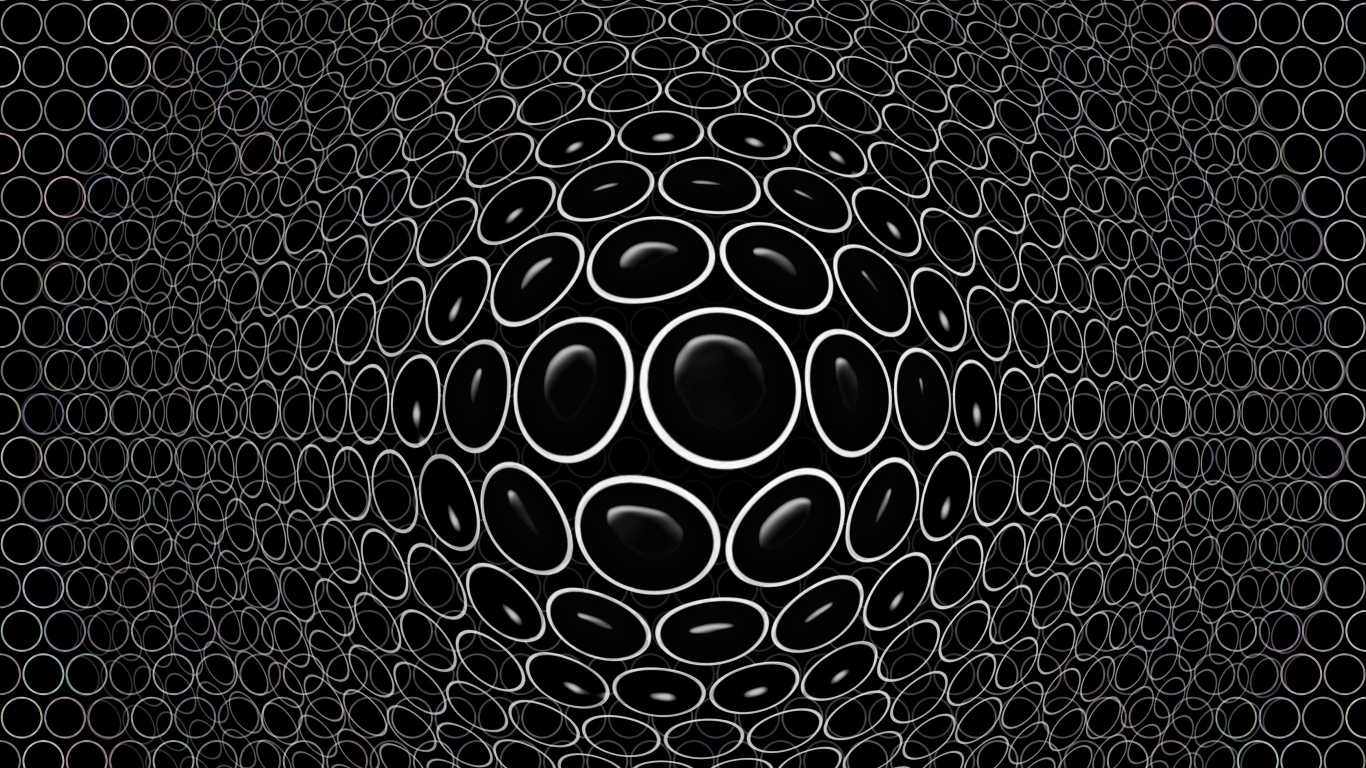Белые круги на черном фоне 3д графика