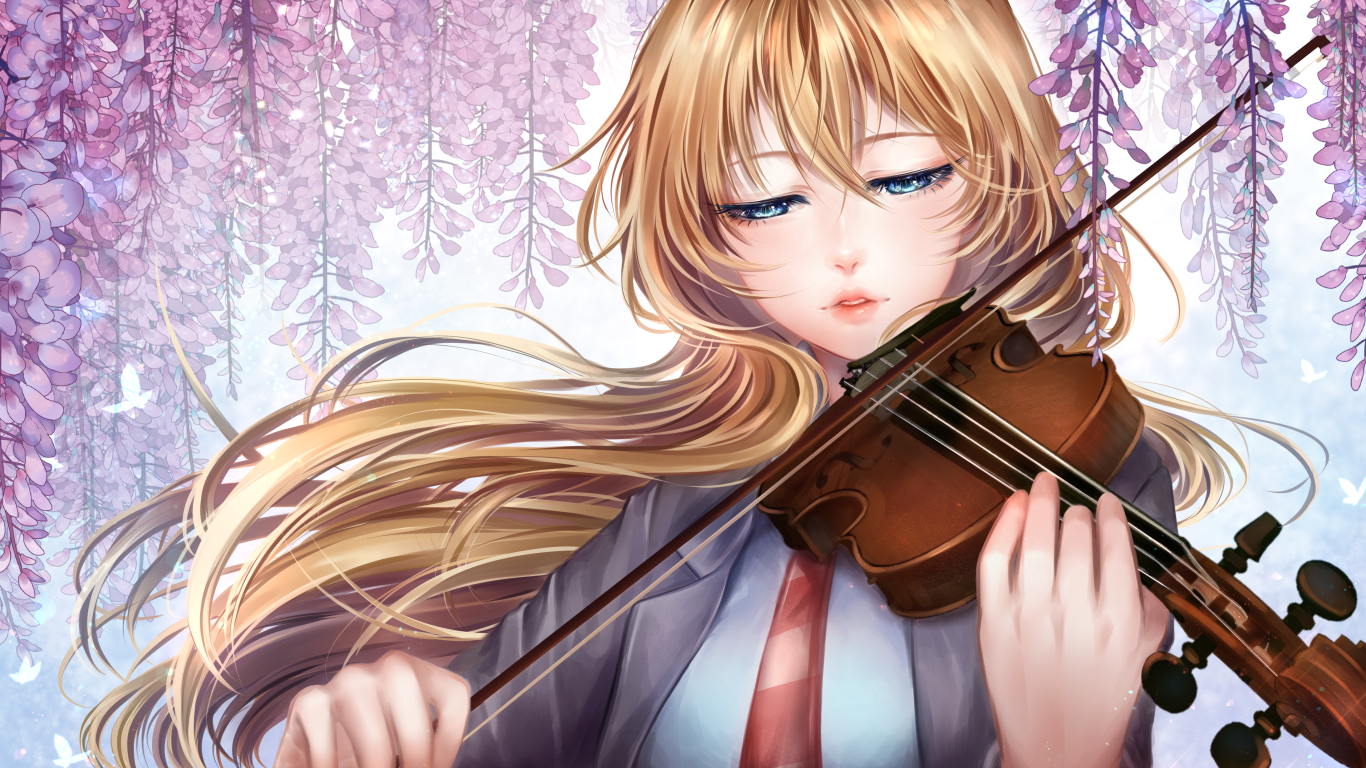 The character Kaori Miyazono with violin anime Your April lie