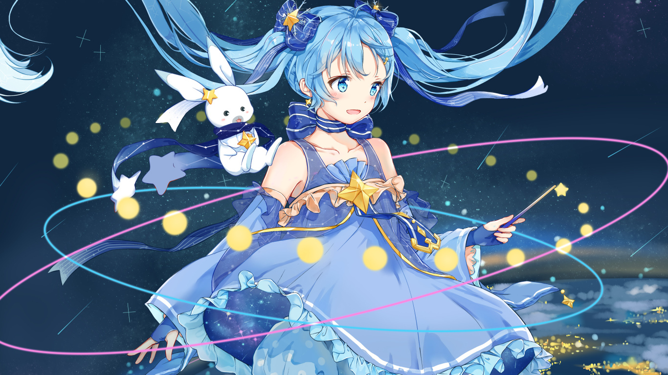 Девушка Yuki Miku аниме Вокалоид