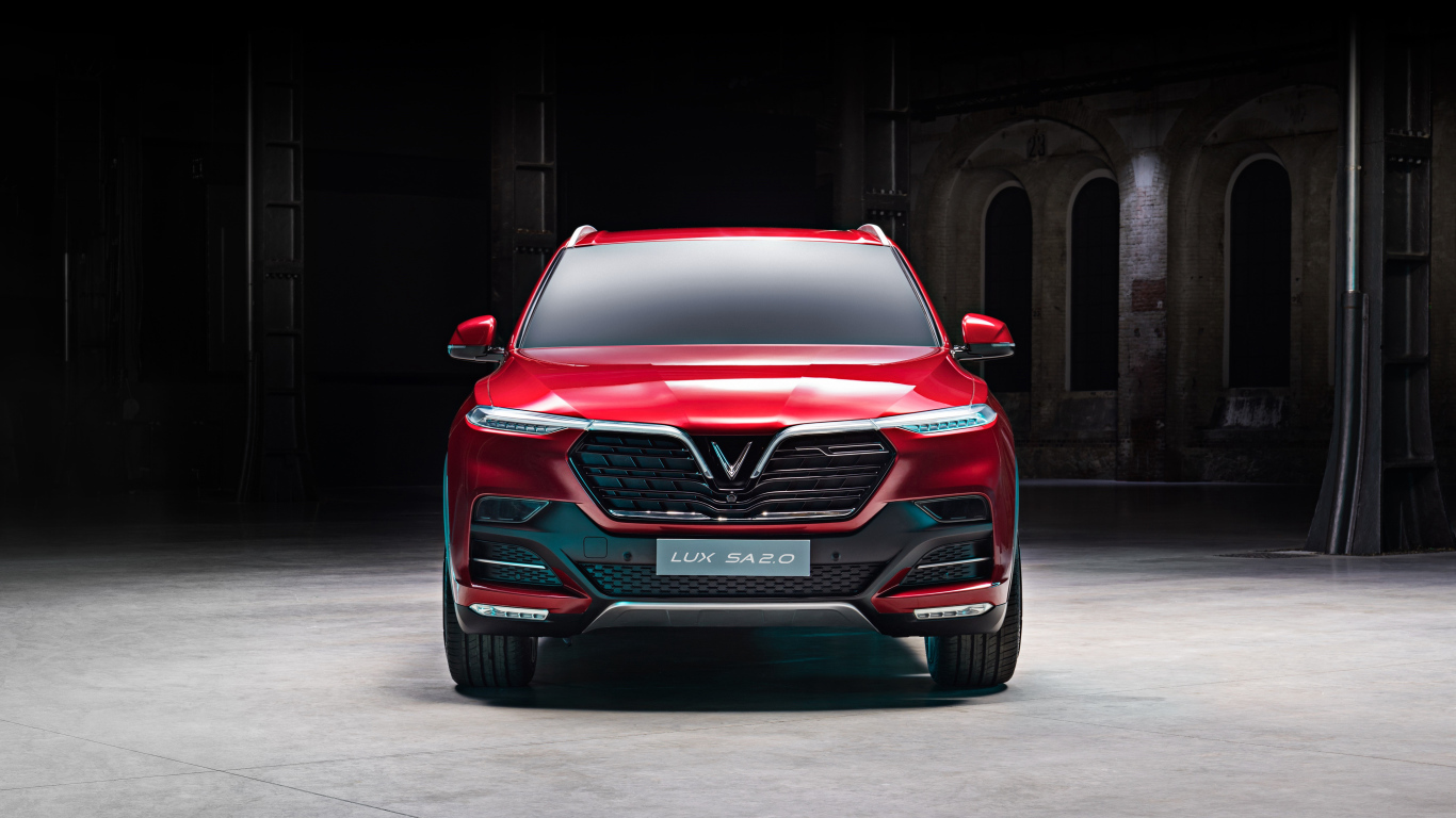 Красный автомобиль LUX SA2  вид спереди