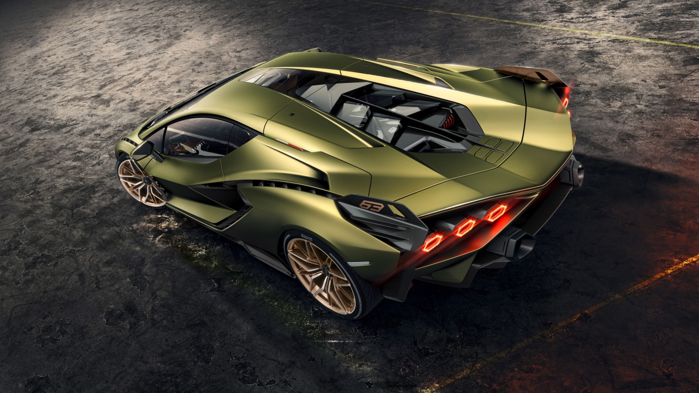 Автомобиль Lamborghini Sian 2019 года вид сзади
