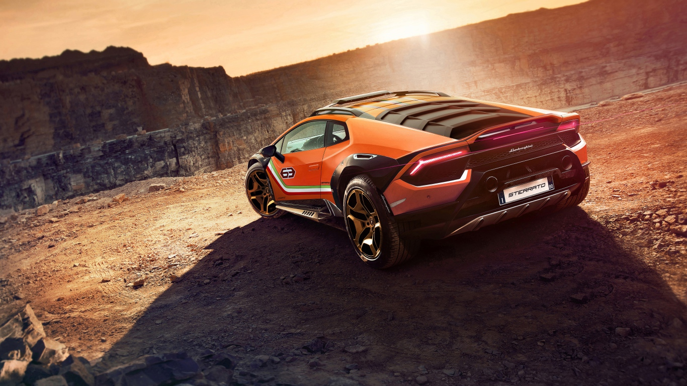 Быстрый Lamborghini Huracan Sterrato Concept, 2019 года в горах