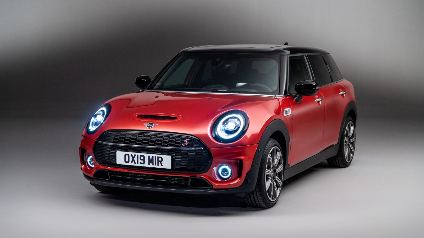Red Mini Clubman Cooper S on a gray background