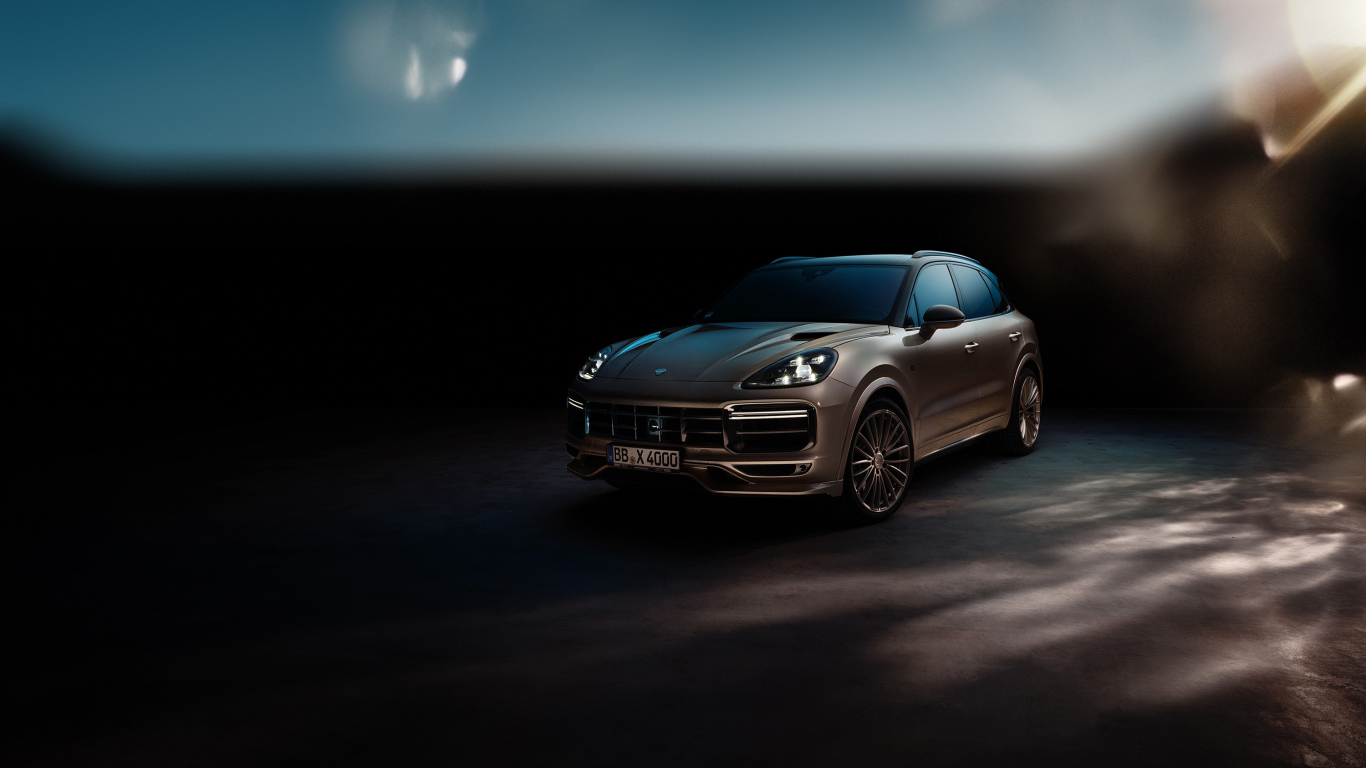 Коричневый внедорожник Porsche Cayenne Turbo, 2018 года