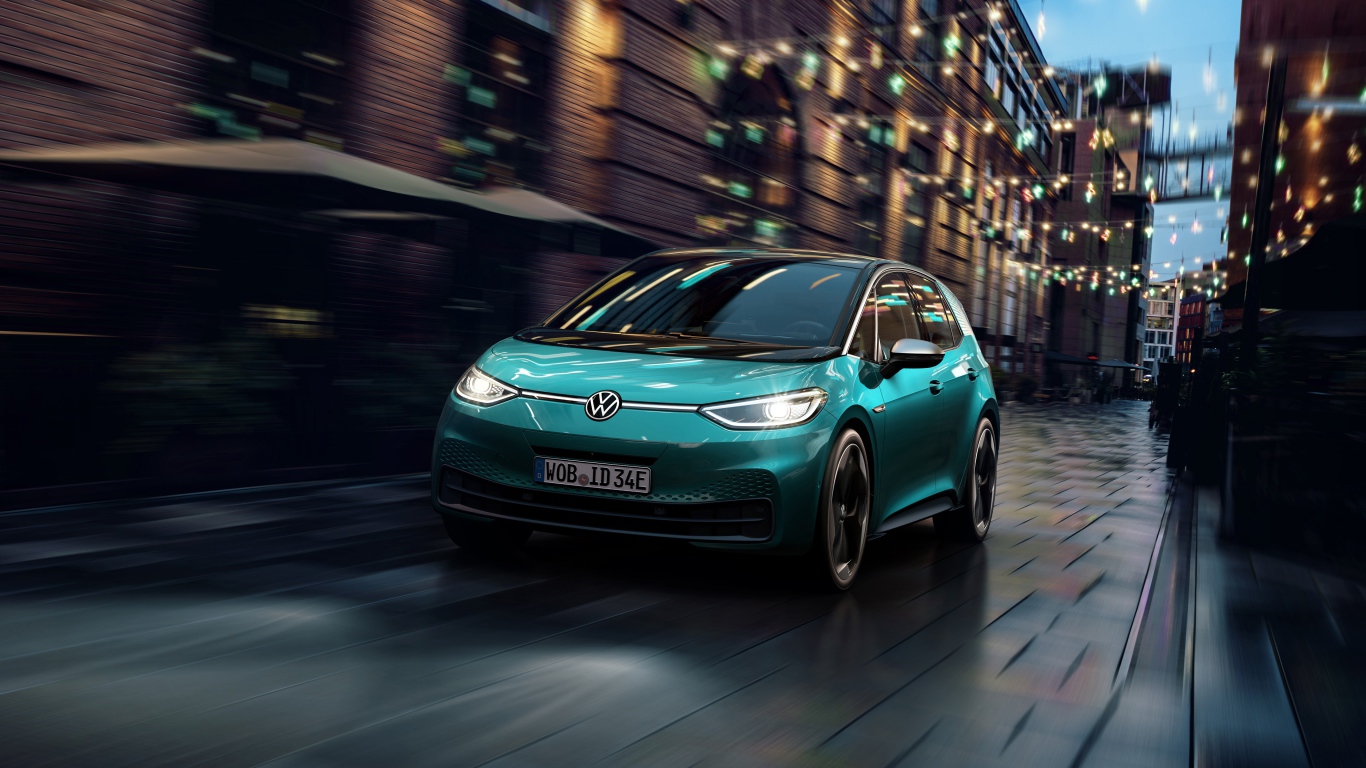 Автомобиль Volkswagen ID.3 1st 2019 года цвет голубой металлик 
