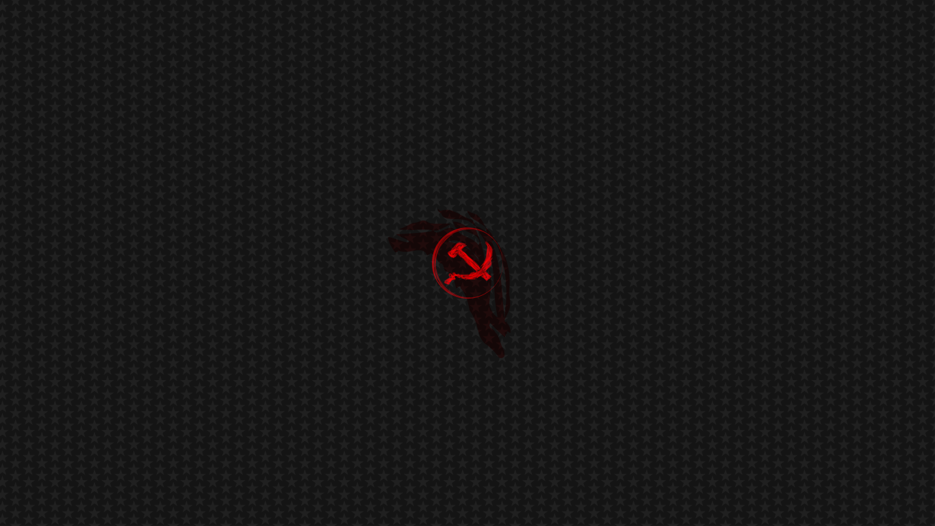 Красный серп и молот на сером фоне со звездами