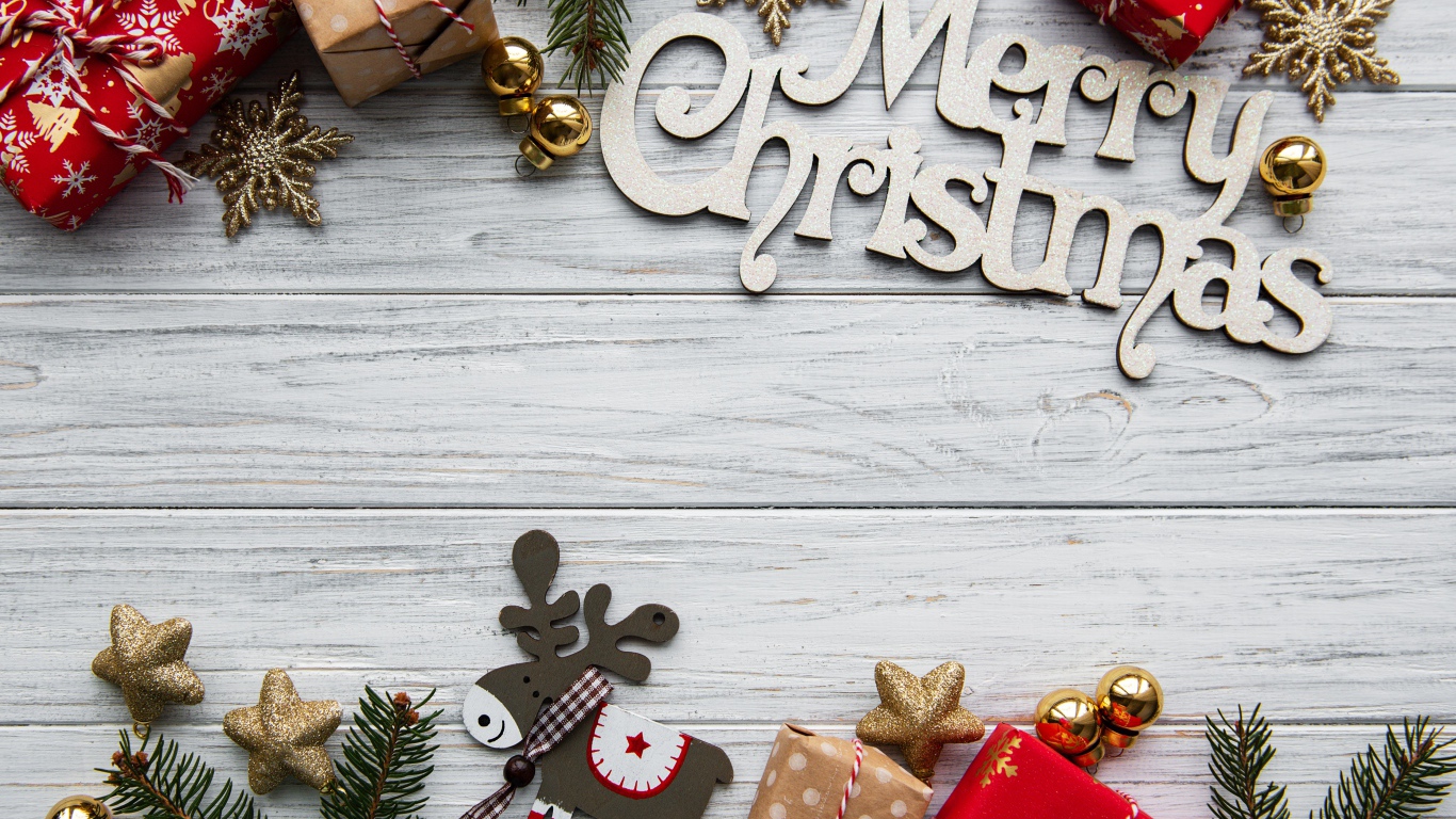 Открытка на Рождество на деревянном фоне