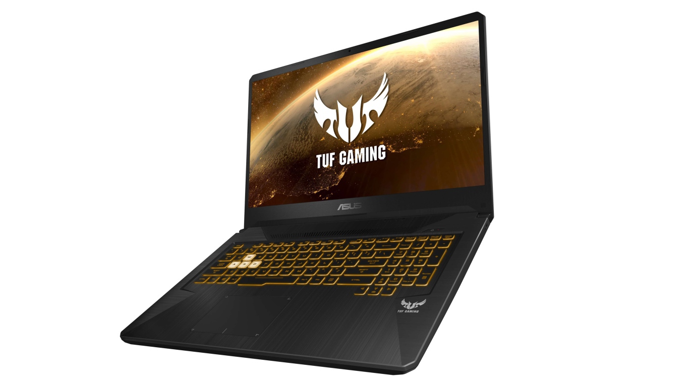 Игровой ноутбук ASUS TUF Gaming FX505DY & FX705DY на белом фоне, CES 2019