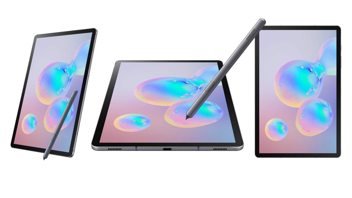 Samsung Galaxy Tab S6 tablets on a white background