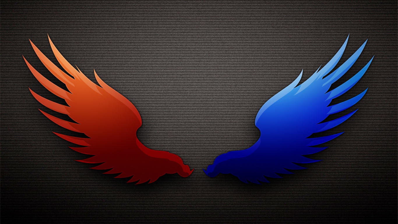 Разноцветные крылья на сером фоне