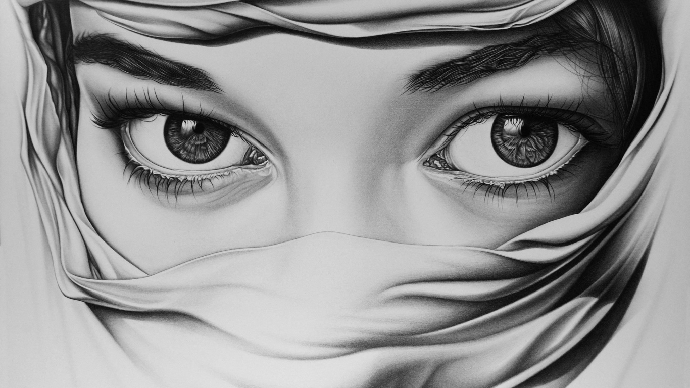 Нарисованные глаза девушки 