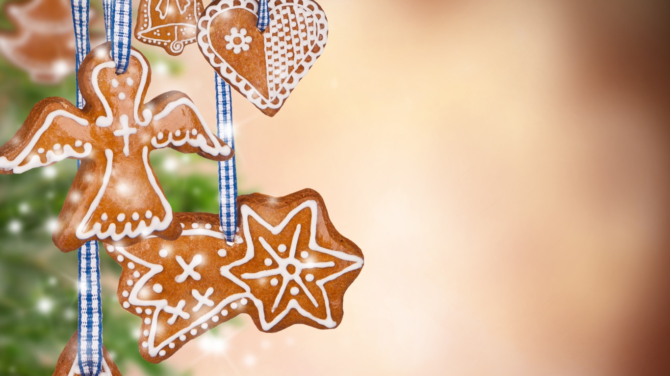 Праздничное печенье на веревках на Рождество 
