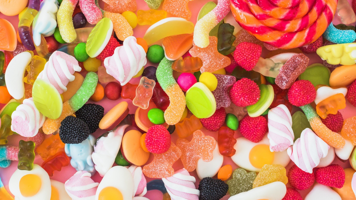 Разноцветные желейные конфеты крупным планом