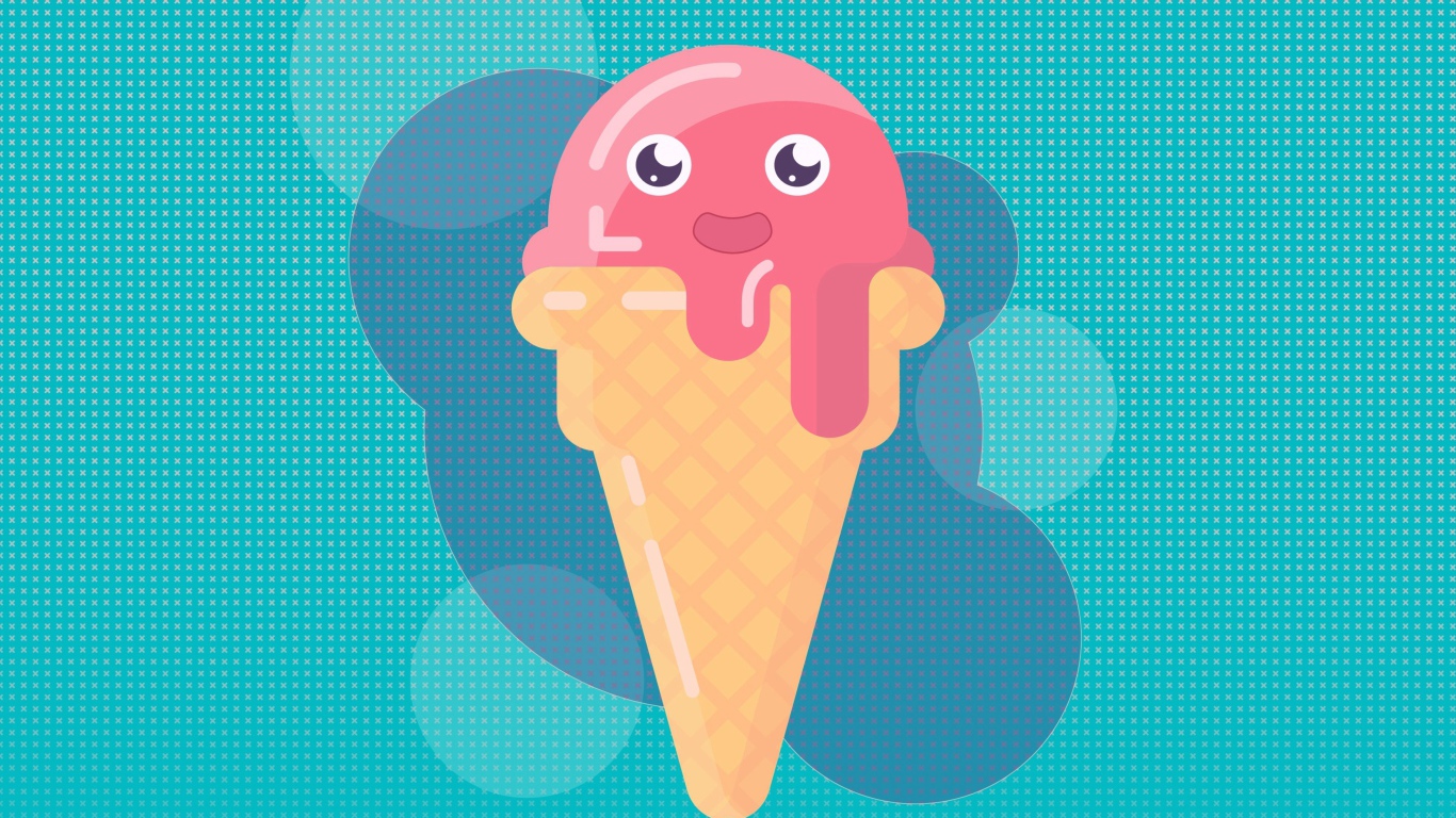 Мороженое рожок на голубом фоне