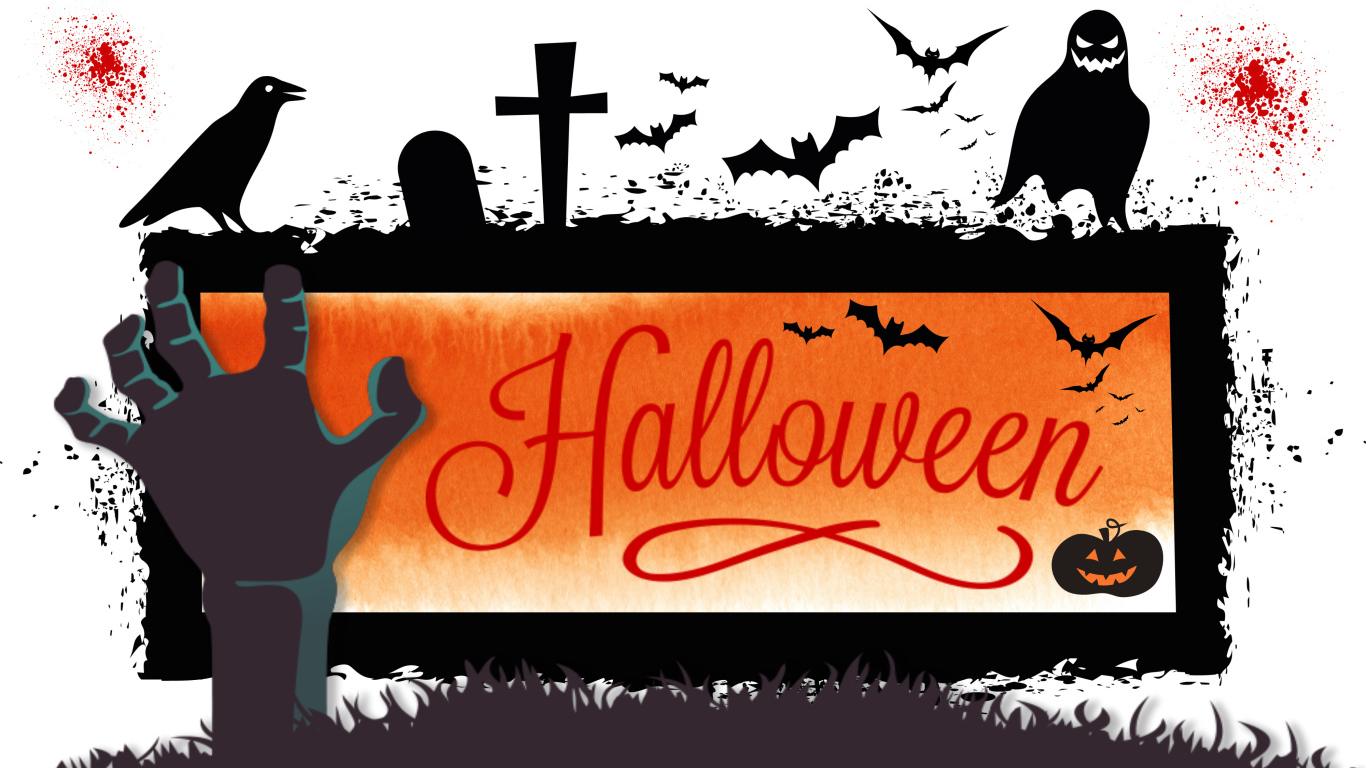 Надпись Хэллоуин на белом фоне