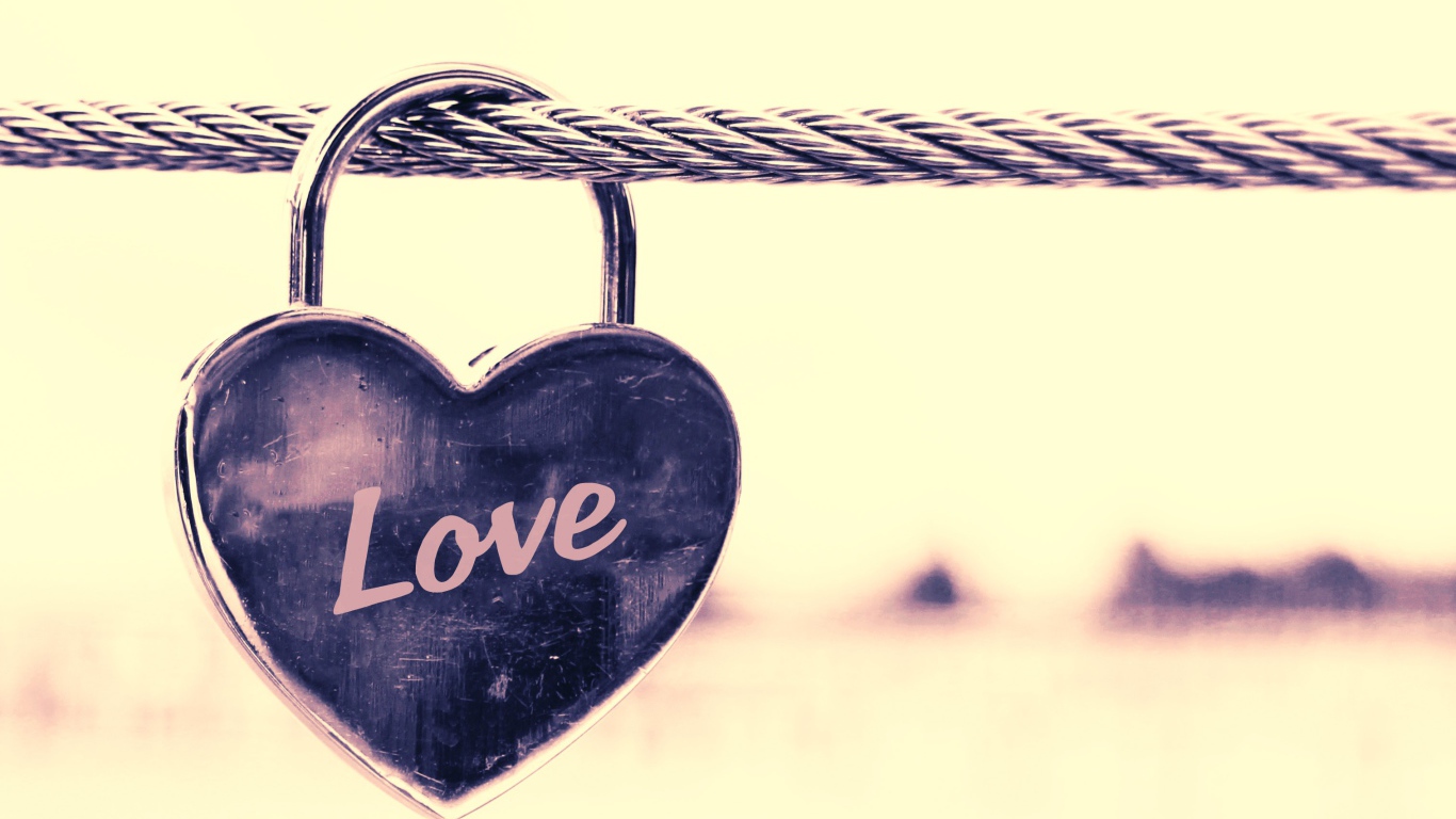 Замок в форме сердца на железном канате 