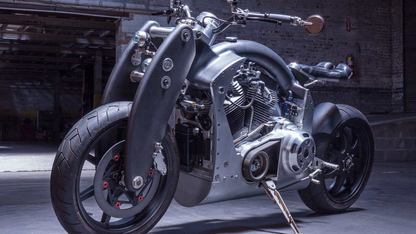 Большой серый мотоцикл Confederate B120 Wraith