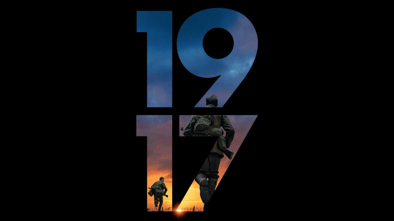 Постер нового военного фильма  1917 на черном фоне