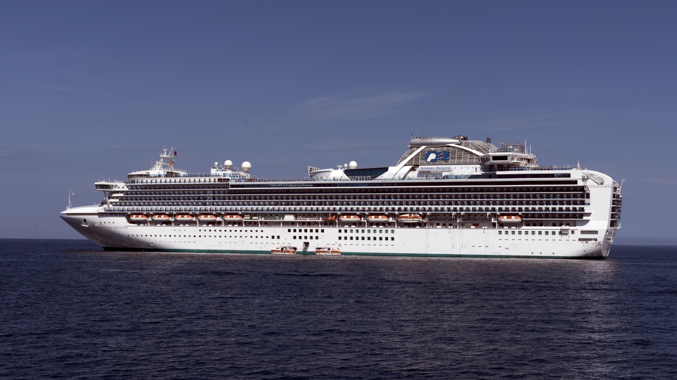 White Sapphire Princess cruise liner in the sea