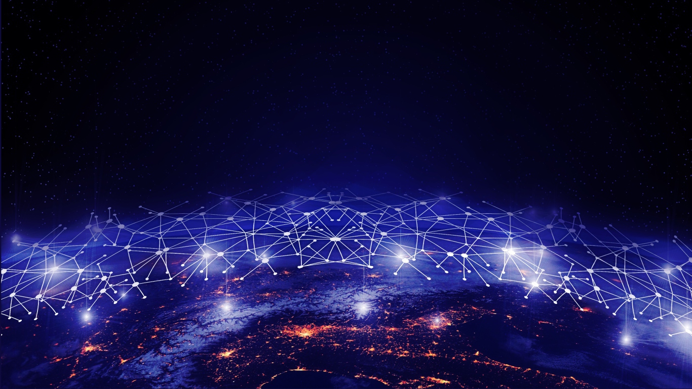 Паутина над планетой Земля в космосе