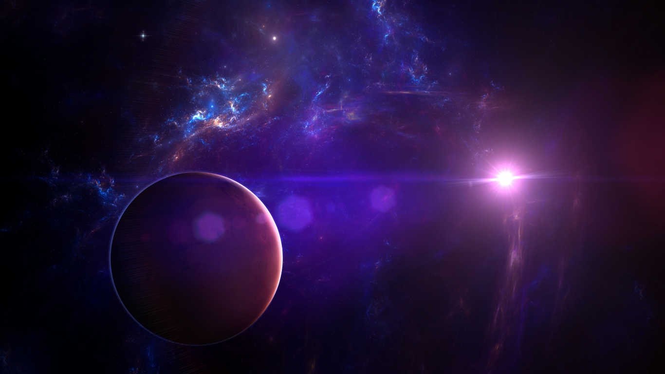 Планета в голубой звездной галактике