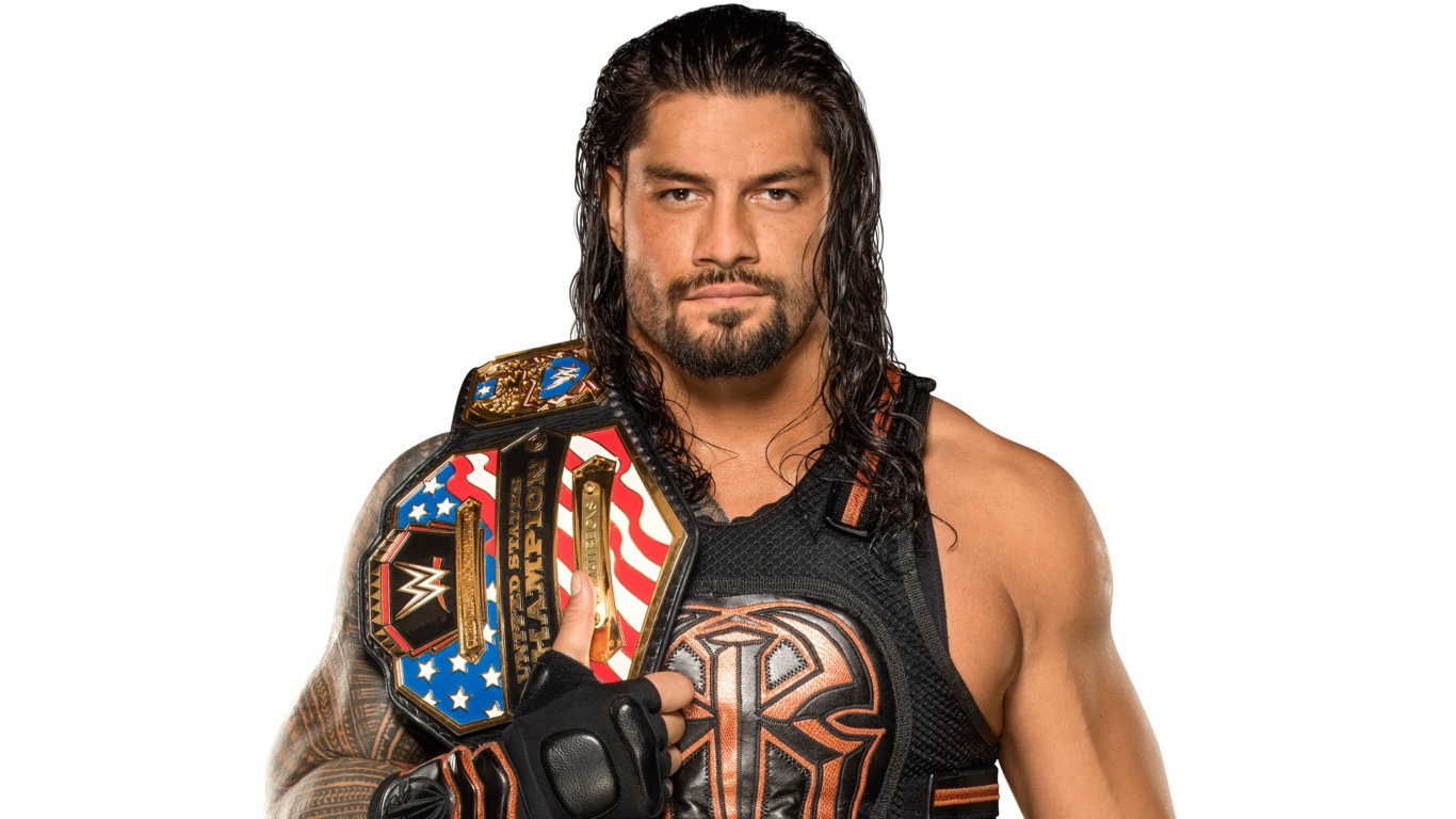 Американский рестлер Роман Рейнс на белом фоне