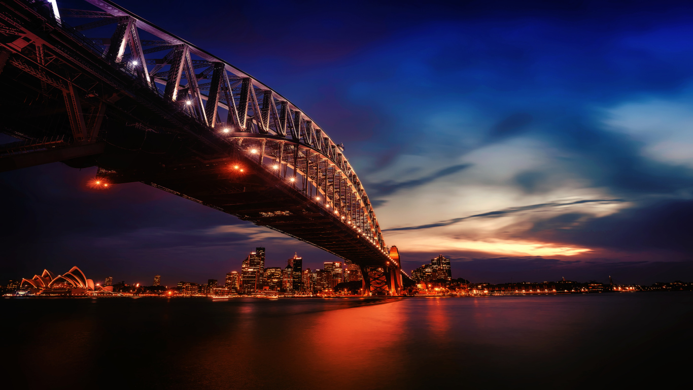 Мост в порту Джексон ночью, Сидней
